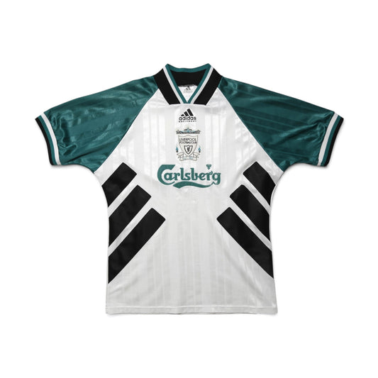 Liverpool 1993-95 away shirt full back and front view laid flat