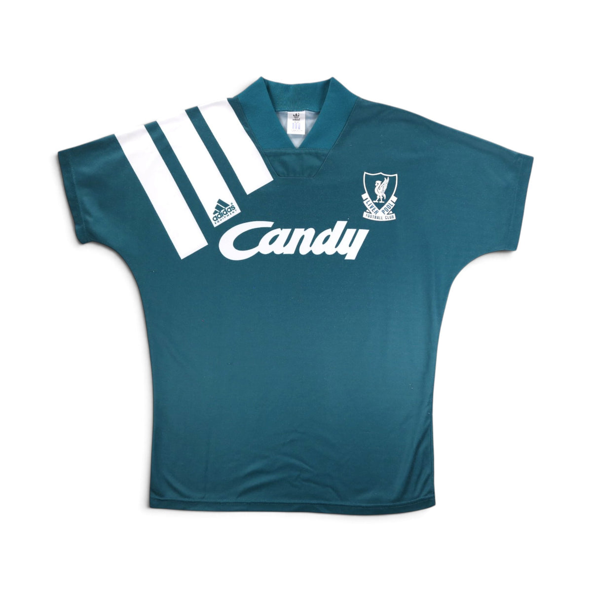1991/92 Liverpool away shirt front with Candy sponsor and Liverbird crest