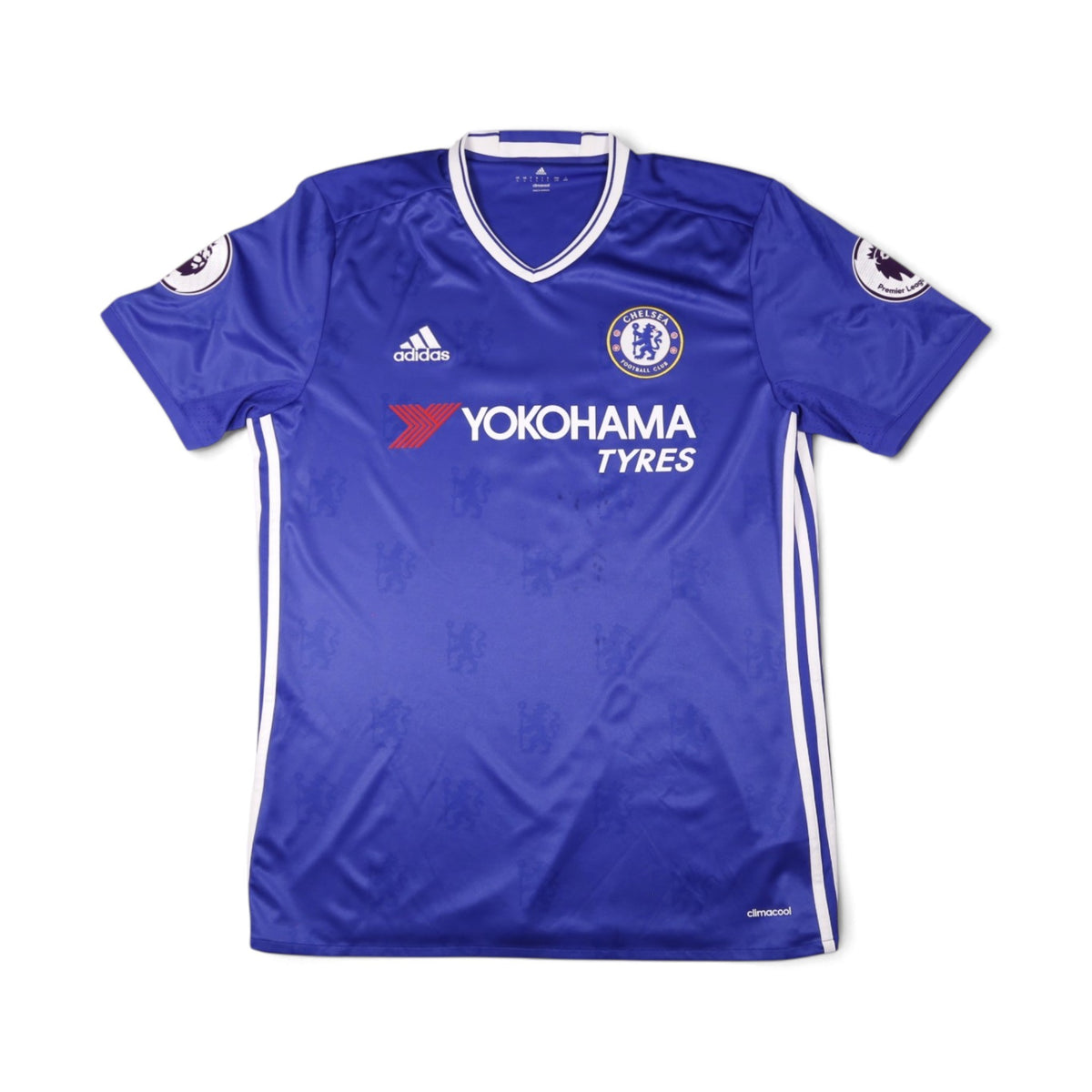 Chelsea 2016/17 home shirt front view with Yokohama Tyres sponsor and adidas logo