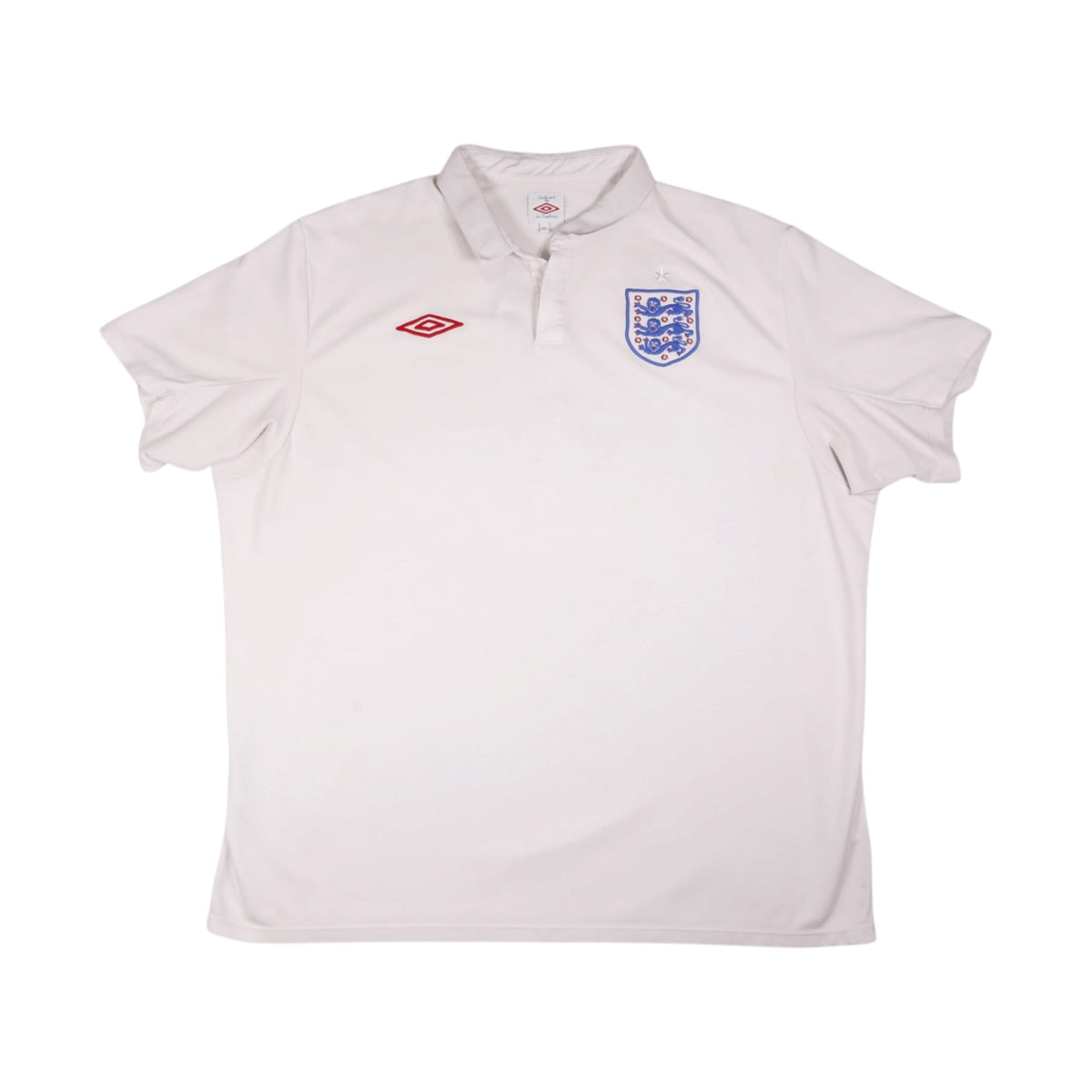 England 2009/10 home shirt front view showing Umbro logo and crest