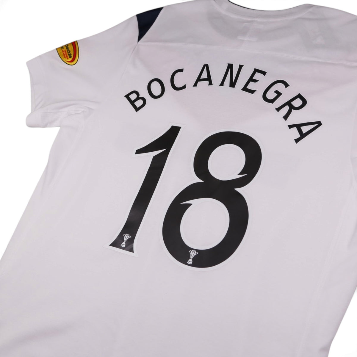 Close-up of Bocanegra 18 name and number print on back of shirt