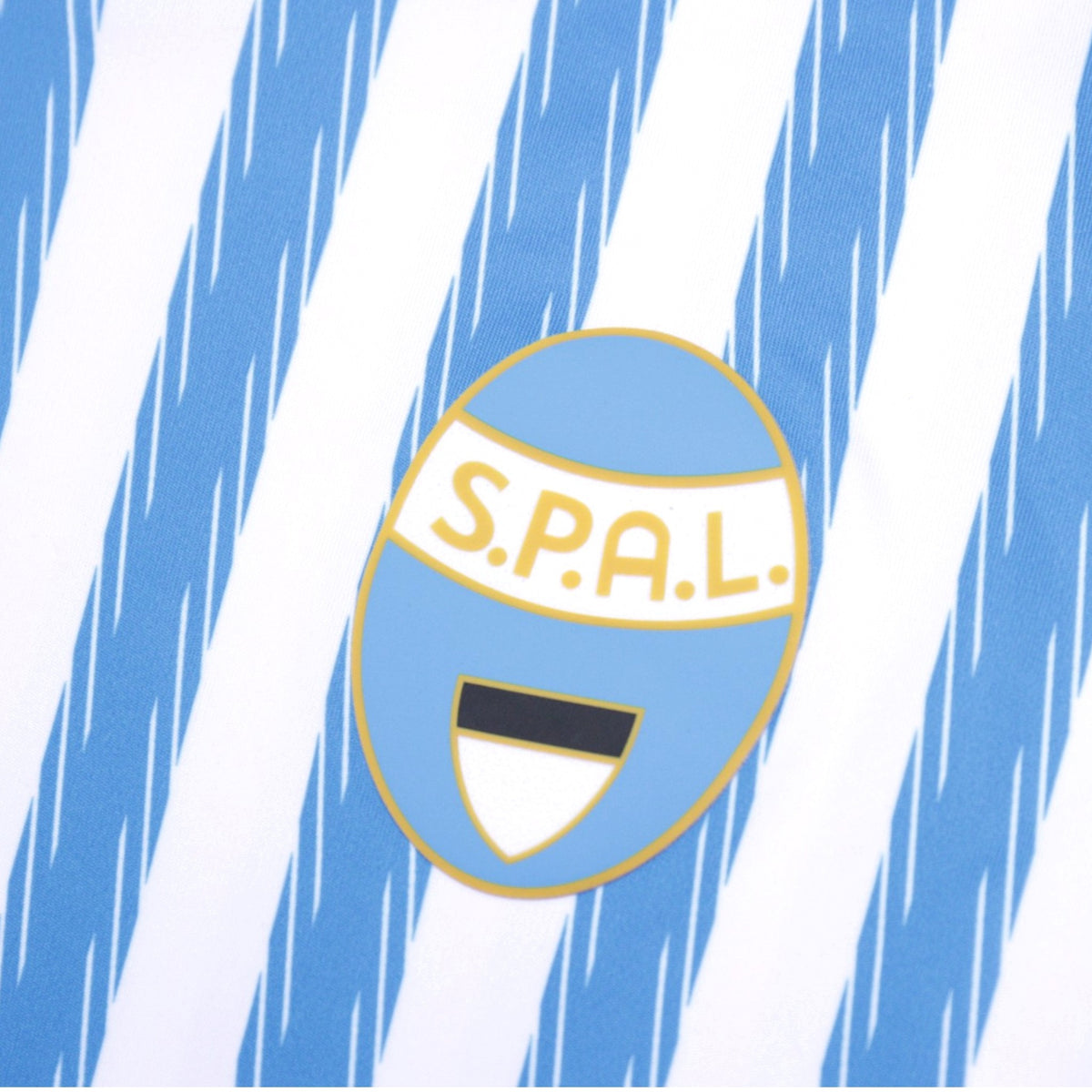 Close-up of S.P.A.L. club crest on shirt chest