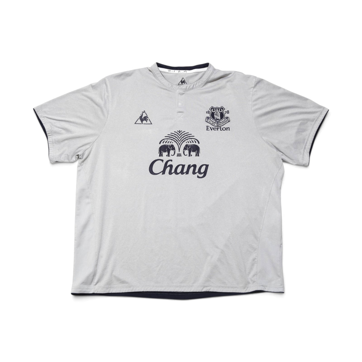Everton 2011/12 third shirt back view showing grey colourway and Chang sponsor