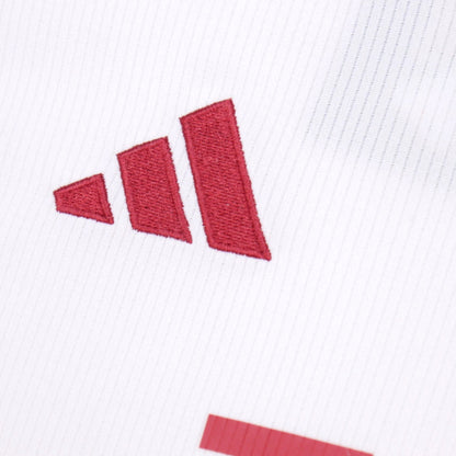 Close-up of adidas three-stripe logo on 2023/24 Manchester United third shirt