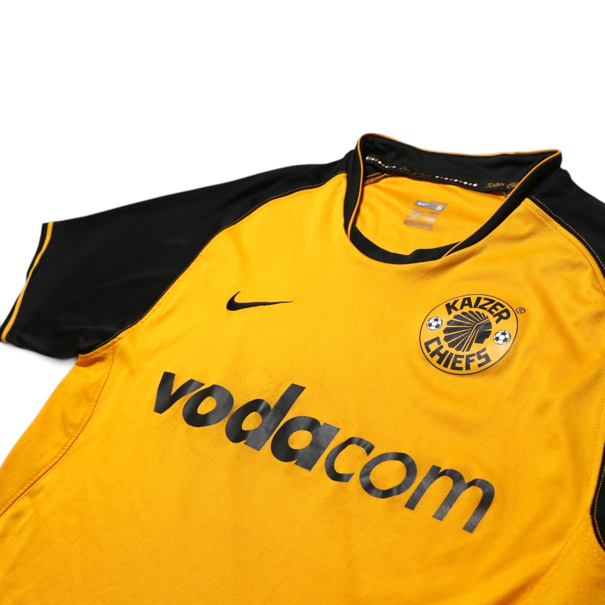 Kaizer Chiefs shirt label detail showing Nike size S tag