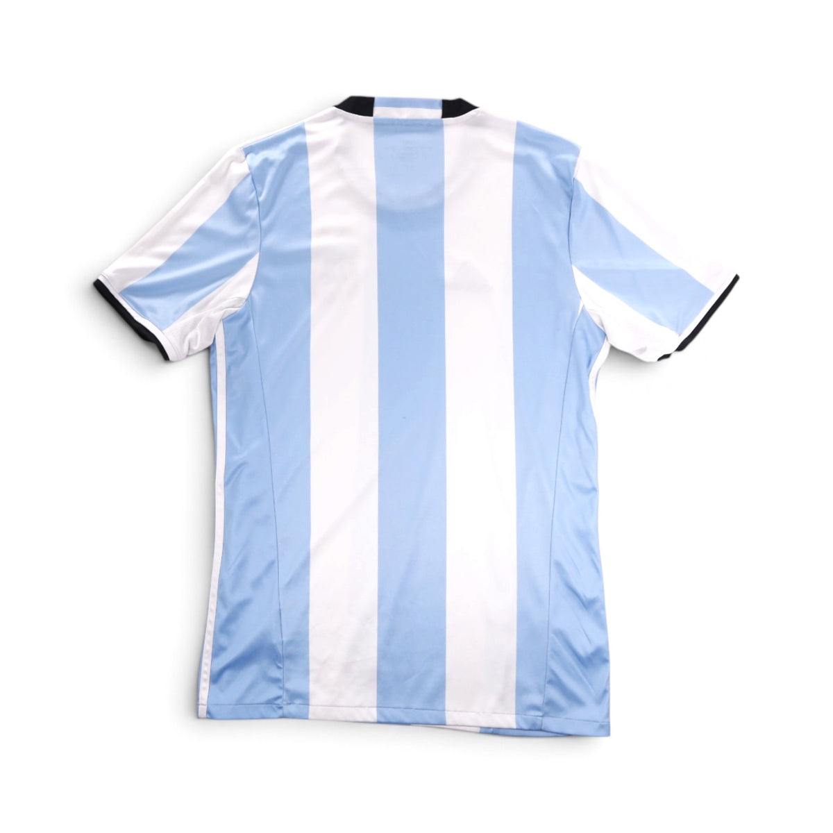 Argentina 2016/17 home shirt back view showing sky blue and white stripes