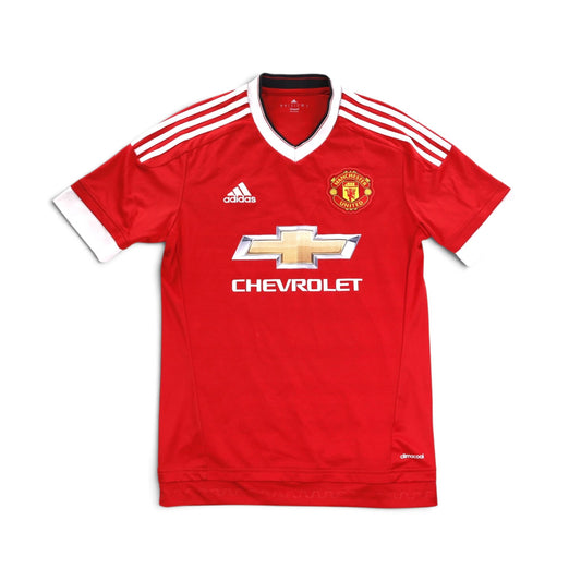 Manchester United 2015/16 home shirt front view with Chevrolet sponsor and adidas logo