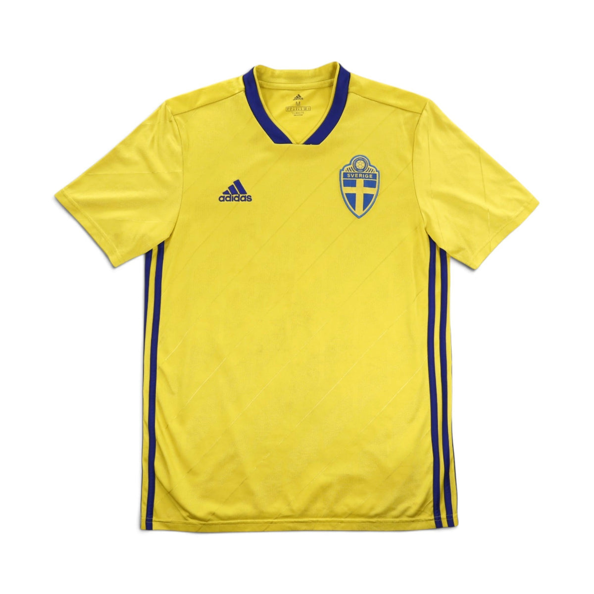 2018/19 Sweden home shirt by adidas, yellow with blue trim, front view