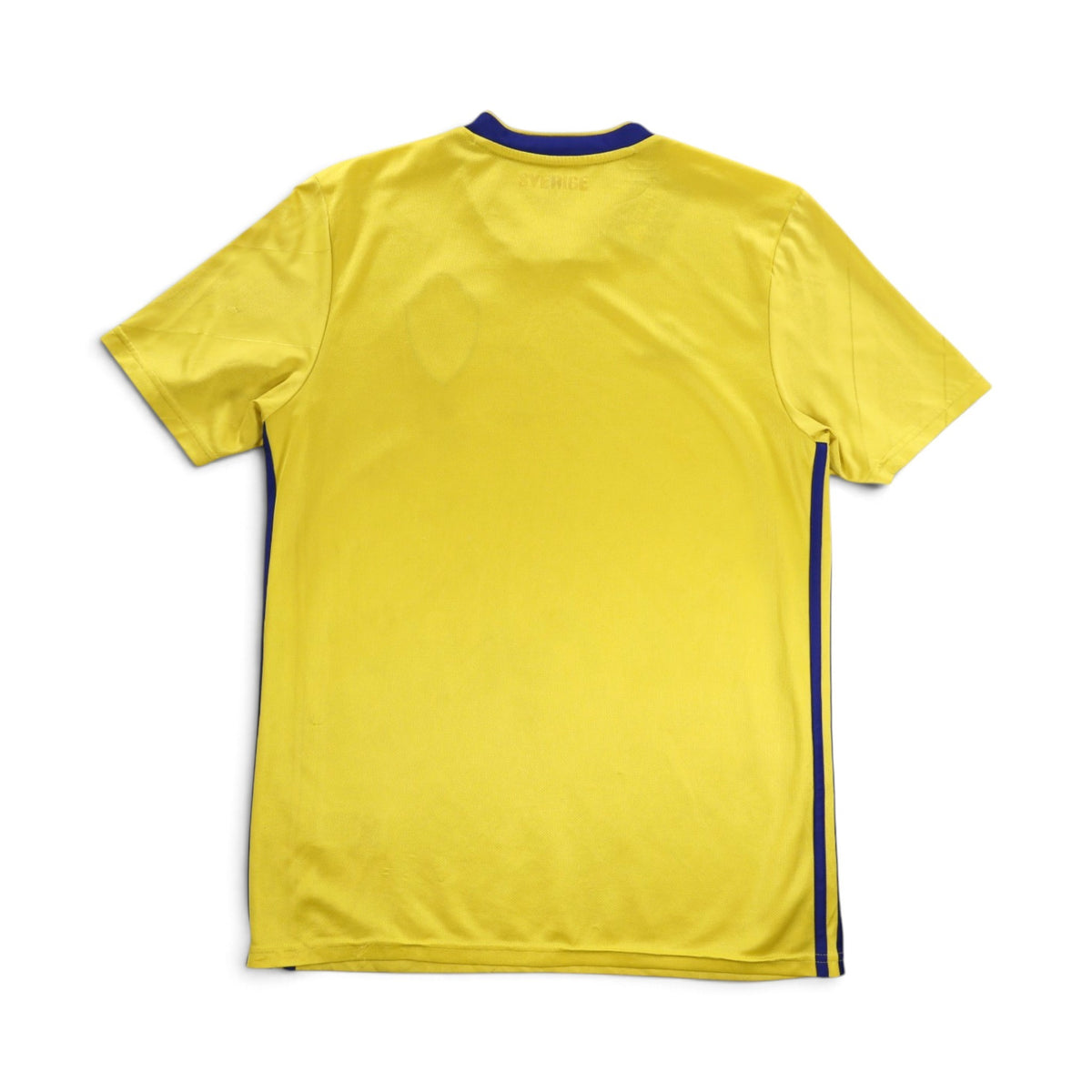 2018/19 Sweden home shirt by adidas, back view showing Sverige text below collar