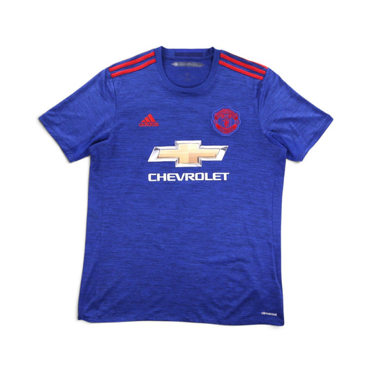 Manchester United 2016/17 away shirt back view, plain blue with no name or number