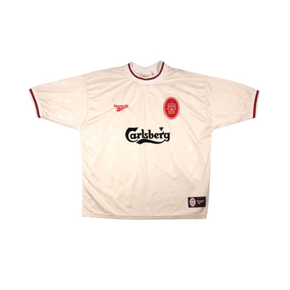 Front view of 1996/97 Liverpool away shirt by Reebok with Carlsberg sponsor