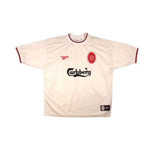 Front view of 1996/97 Liverpool away shirt by Reebok with Carlsberg sponsor
