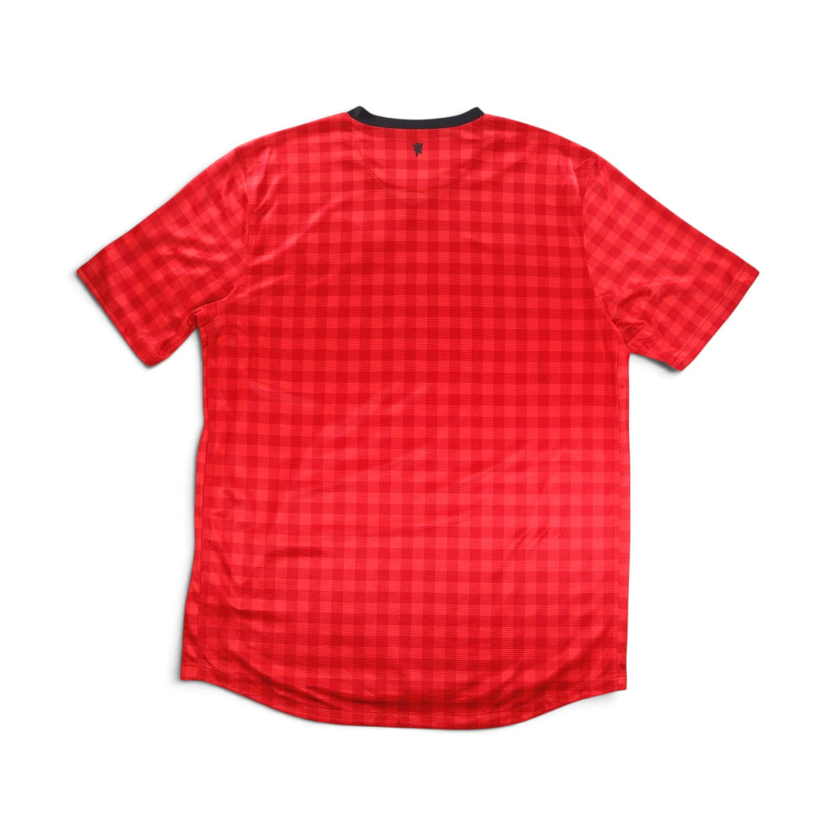 Manchester United 2012/13 home shirt back view showing the red check pattern