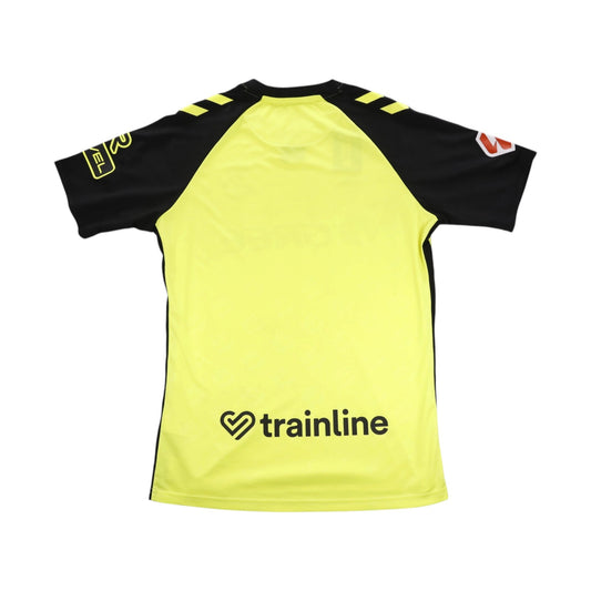 Real Betis 2024/25 away shirt back, yellow with black sleeves and Trainline logo