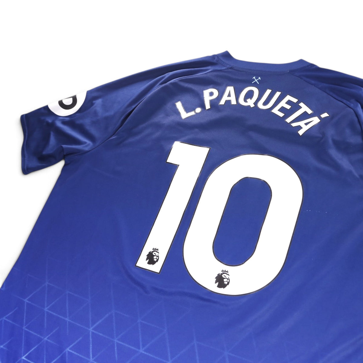 Close-up of the L.Paquetá number 10 printing on the West Ham United shirt