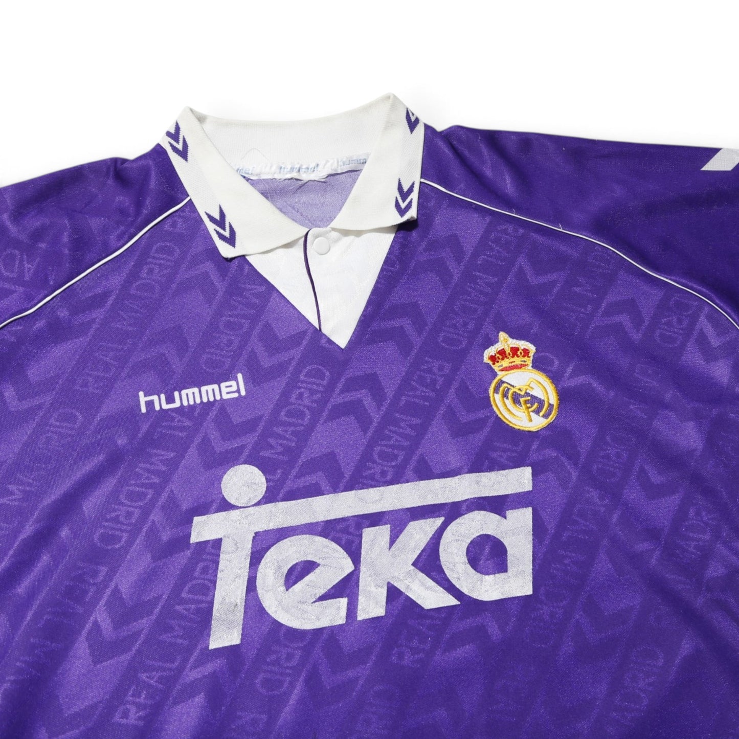 1993/94 Real Madrid away shirt back view showing collar and crest