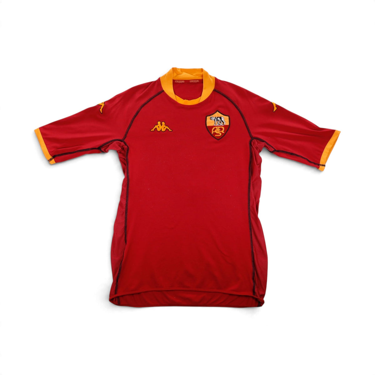 2002/03 AS Roma home shirt by Kappa, front view showing crest and Kappa logo