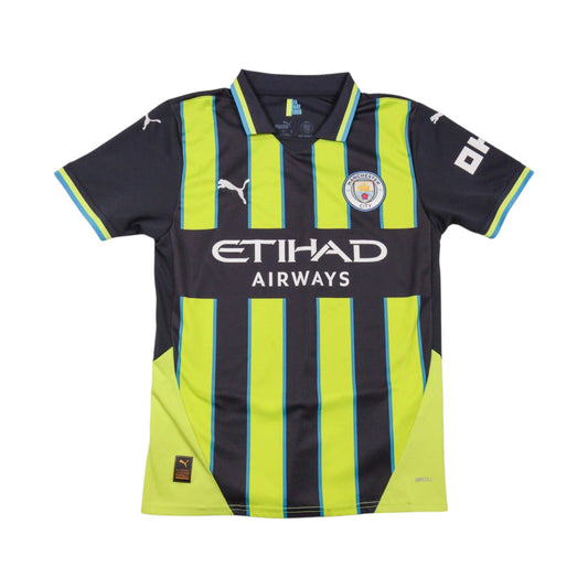 Manchester City 2024/25 away shirt front view with Etihad Airways sponsor and crest