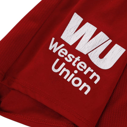 Close-up of Western Union sleeve print showing surface cracking