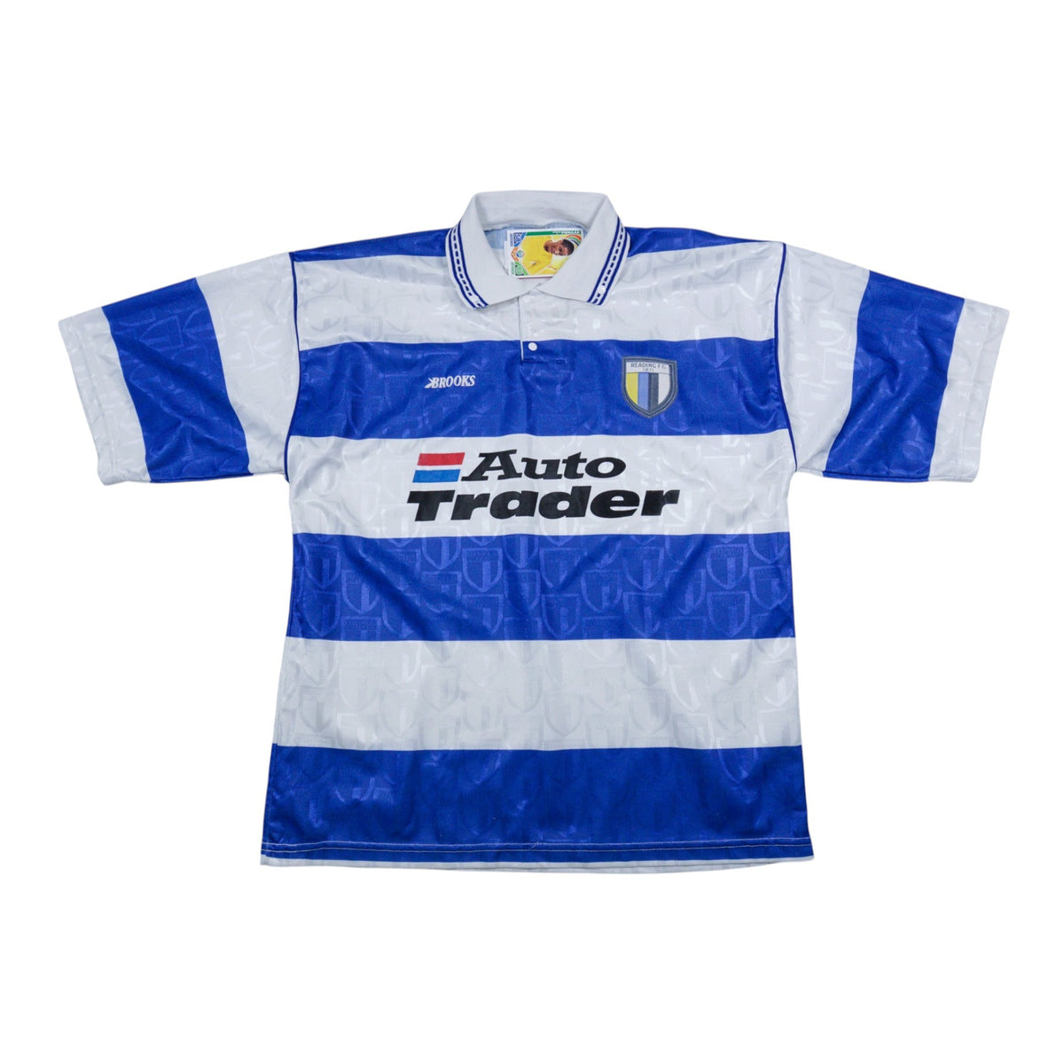 Reading FC 1992/93 home shirt front, blue and white hoops with Auto Trader sponsor
