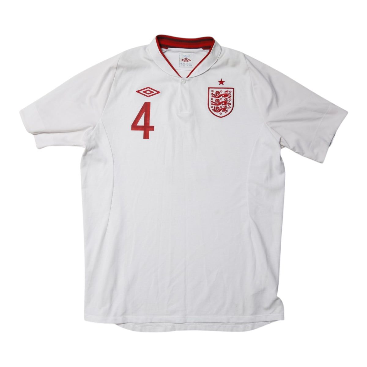 2012/13 England home shirt back view showing Gerrard and number 4