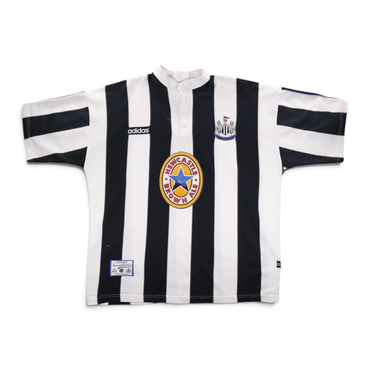 Newcastle United 1995/97 home shirt front view with Newcastle Brown Ale sponsor
