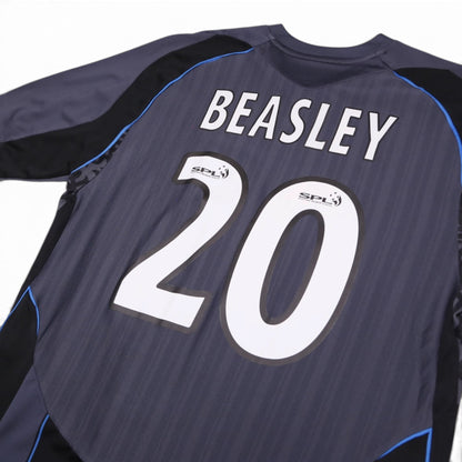 Close-up of Beasley 20 print with SPL logos on the numerals, Rangers third shirt
