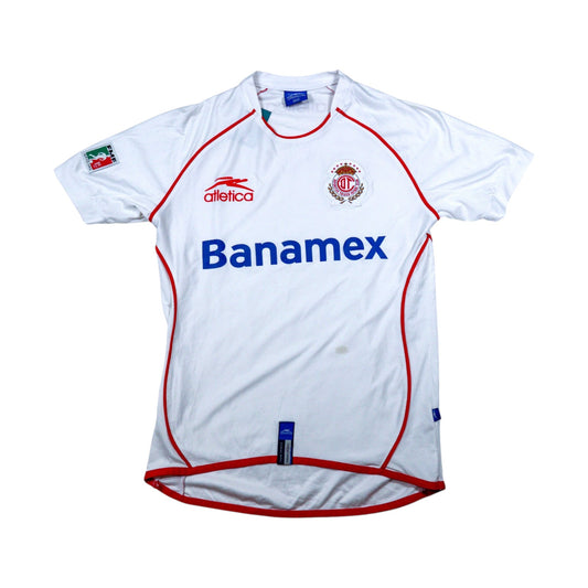 Deportivo Toluca away shirt front, white with red trim and Banamex sponsor