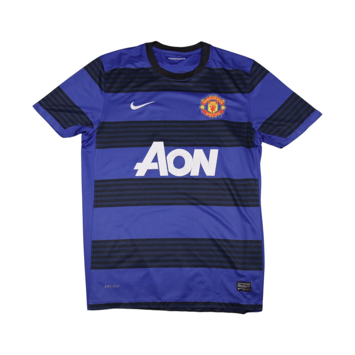 2011/12 Manchester United away shirt front view with Aon sponsor and Nike logo
