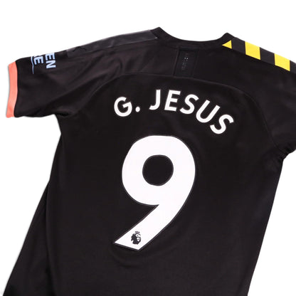Close-up of the G. Jesus number 9 print and Premier League badge on the back