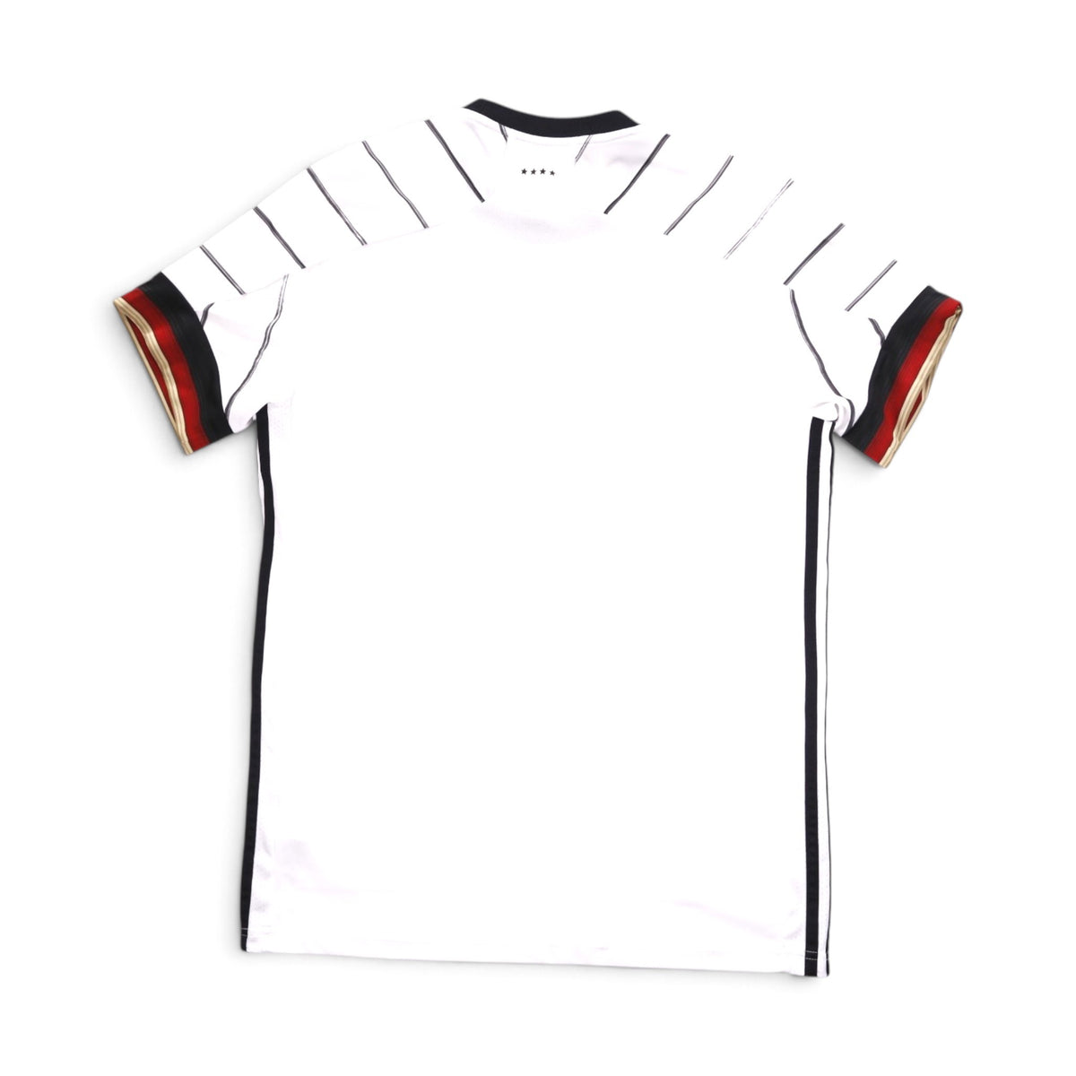 2020/21 Germany home shirt back view, plain white with striped sleeve cuffs