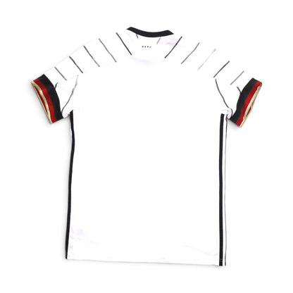 2020/21 Germany home shirt back view, plain white with striped sleeve cuffs