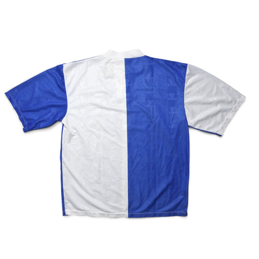 Blackburn Rovers 1996-98 home shirt front view with CIS sponsor and crest