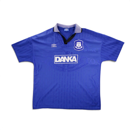 Everton 1995/96 home shirt front view with Danka sponsor