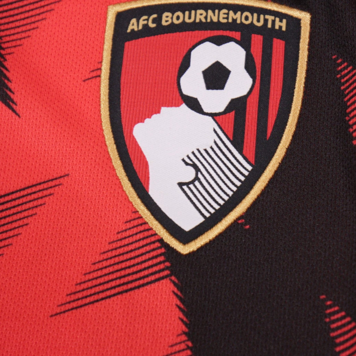 Close-up of AFC Bournemouth embroidered crest detail