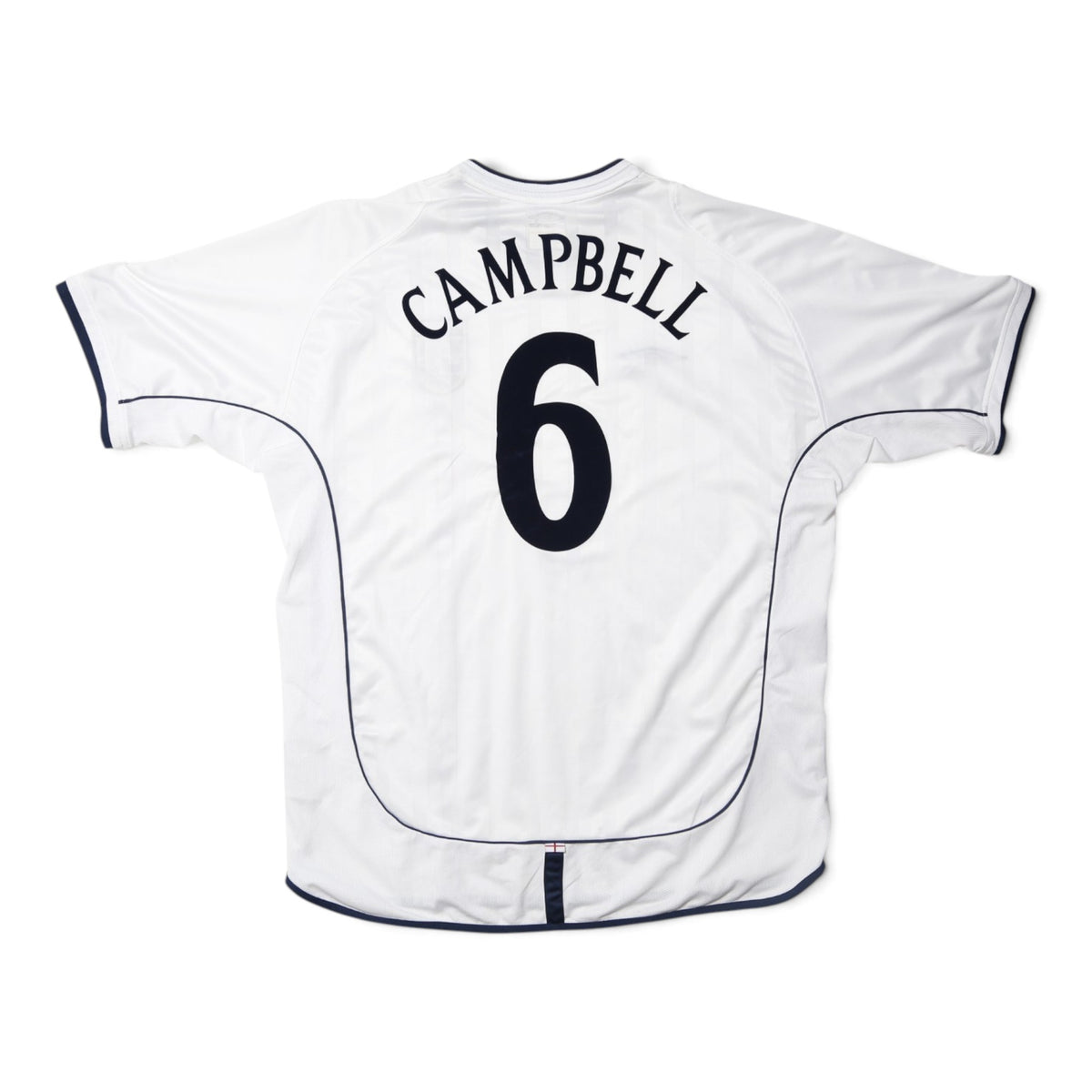 England 2001/03 home shirt back view showing Campbell 6 print
