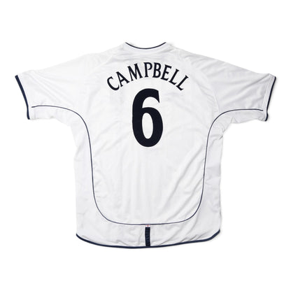 England 2001/03 home shirt back view showing Campbell 6 print