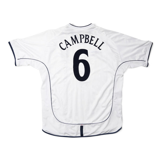England 2001/03 home shirt back view showing Campbell 6 print