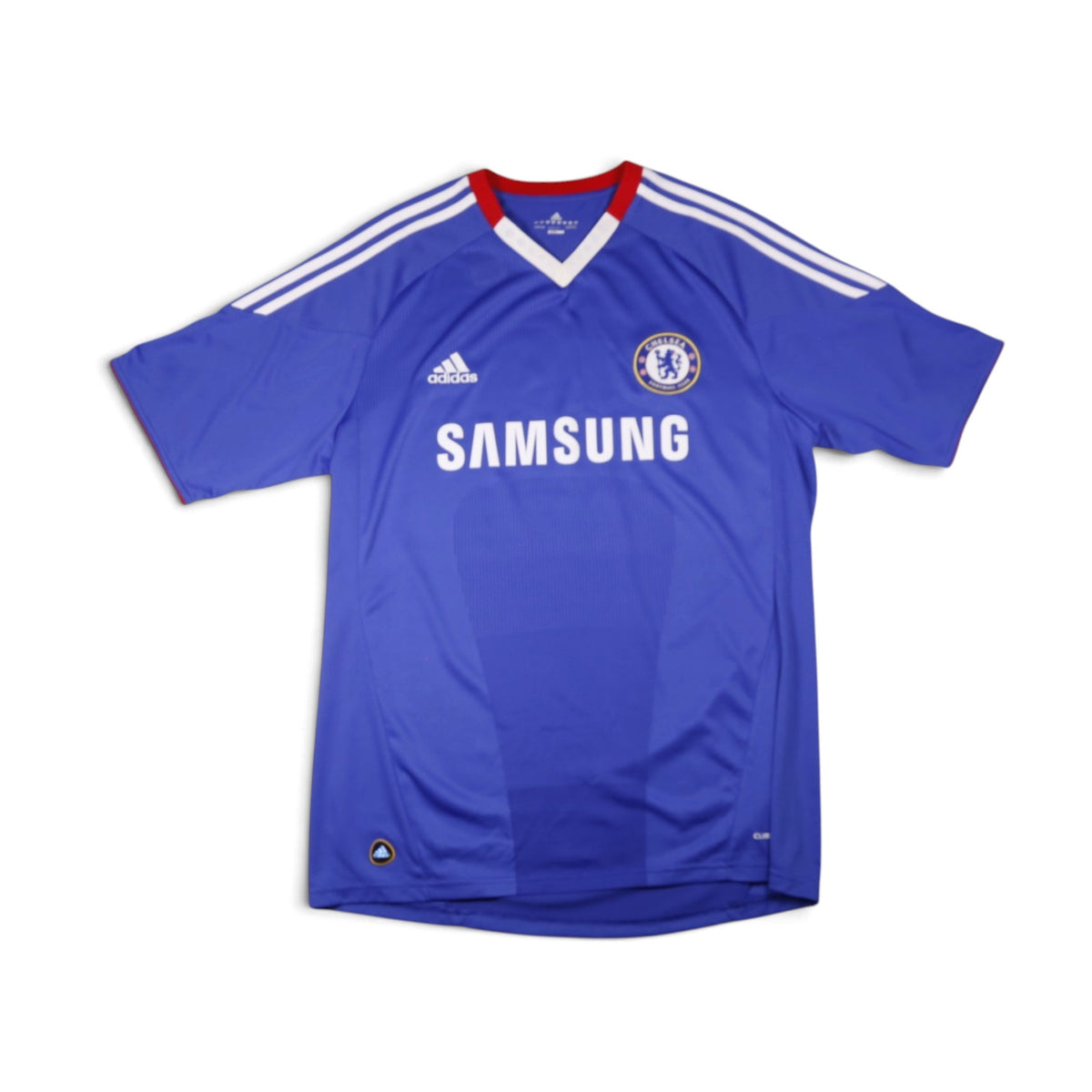 Chelsea 2010/11 home shirt front view with Samsung sponsor and adidas logo