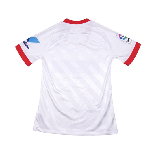 Back of Sevilla home shirt showing plain number-free back and La Liga sleeve patch