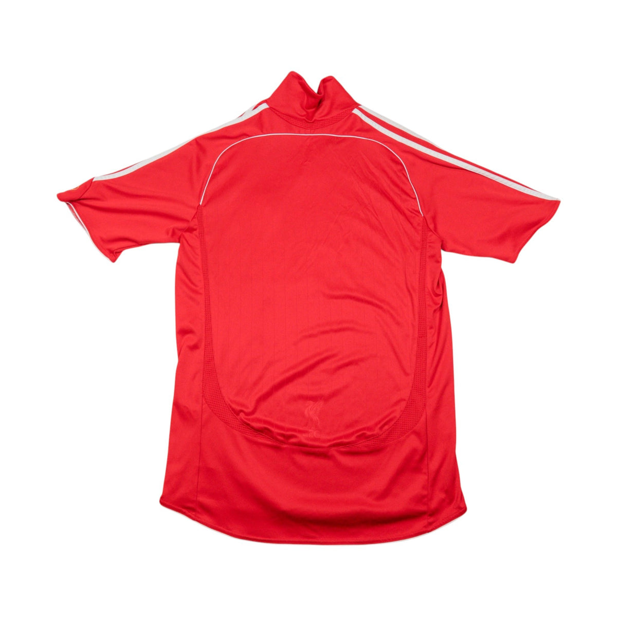Liverpool 2007/08 home shirt back view showing plain red back