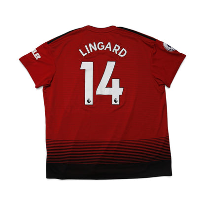2018/19 Manchester United home shirt back-view flat lay showing Chevrolet sponsor and crest