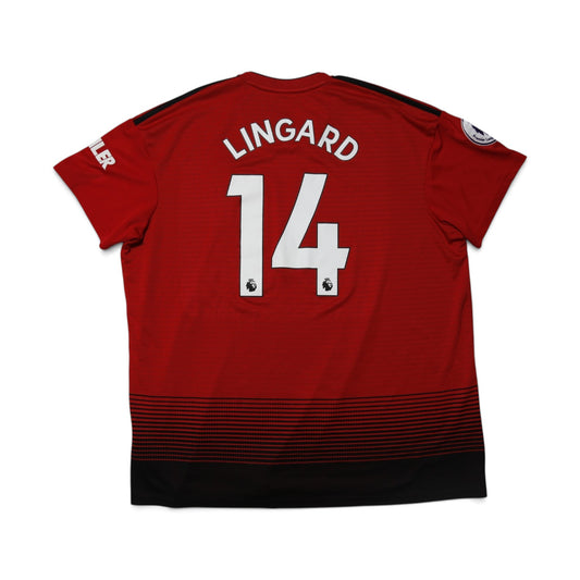 2018/19 Manchester United home shirt back-view flat lay showing Chevrolet sponsor and crest