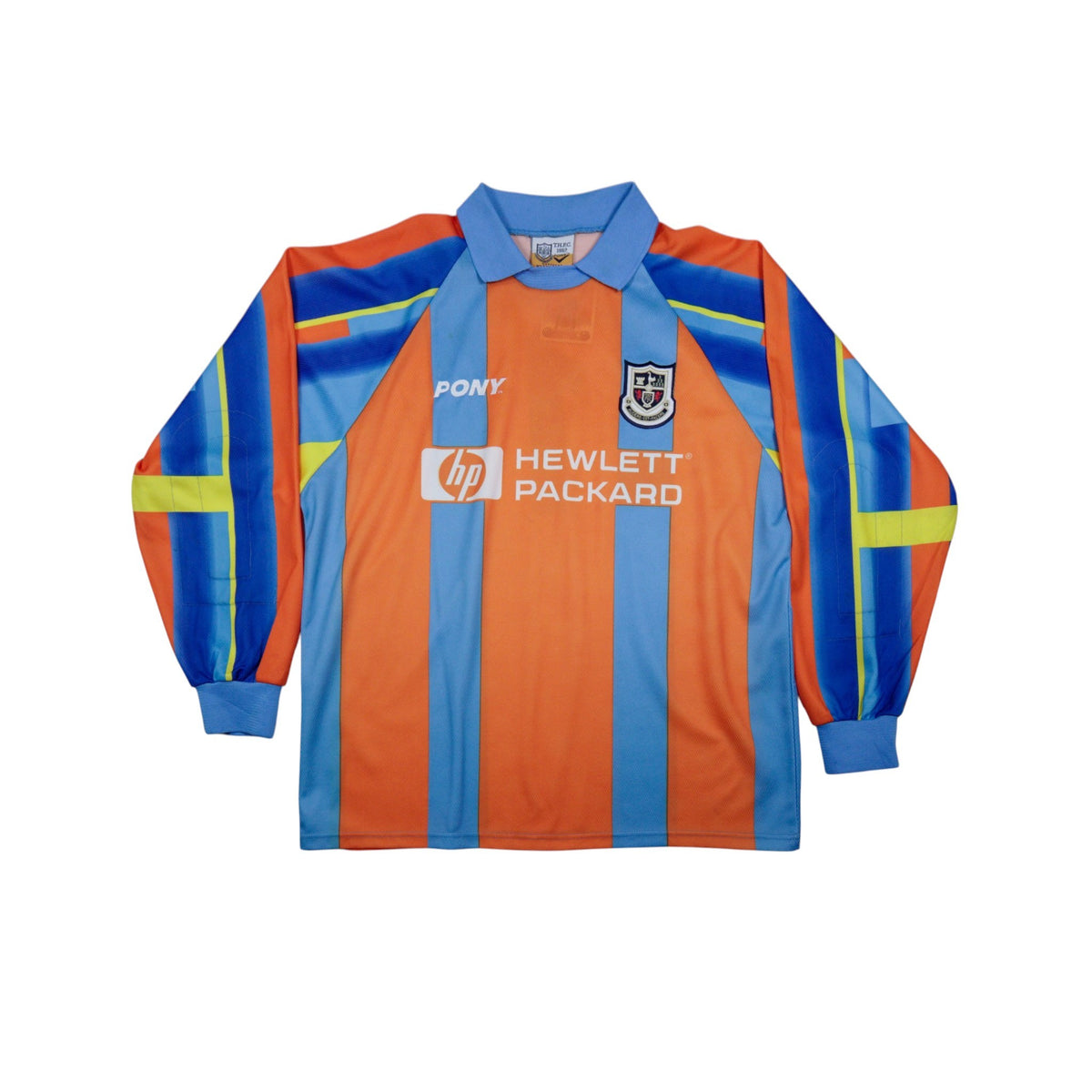 Front of orange and sky blue Tottenham Hotspur goalkeeper shirt with Hewlett Packard sponsor