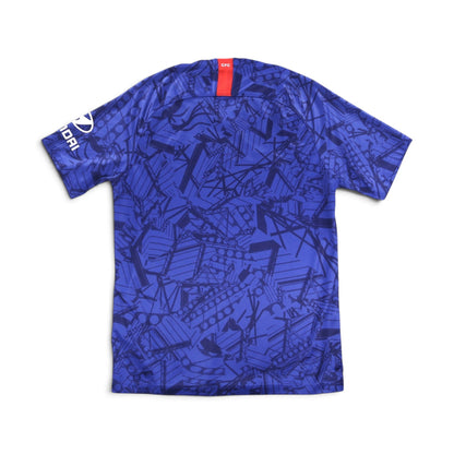 Back of 2019-20 Chelsea home shirt showing Hyundai logo on the sleeve