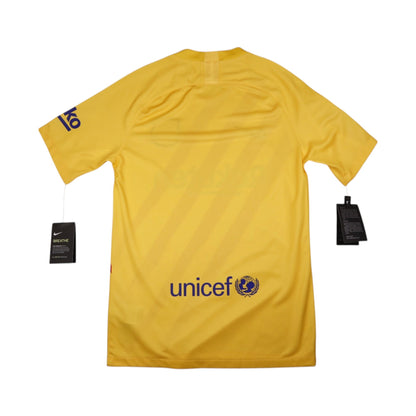 Back view of yellow Barcelona fourth shirt showing Unicef logo and Beko sleeve branding