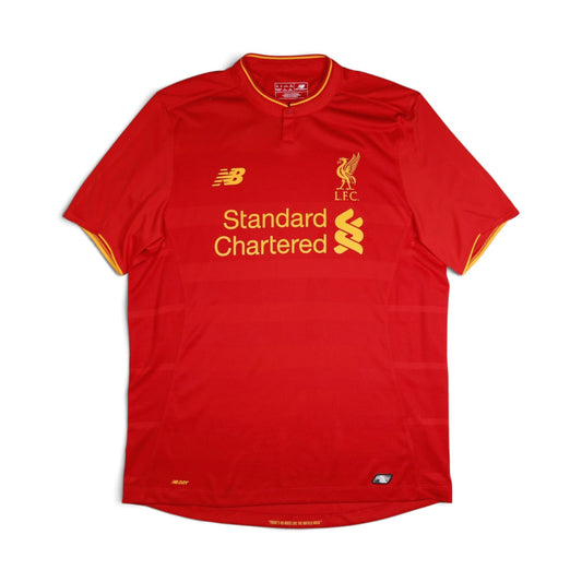 Liverpool 2016/17 home shirt front view with Standard Chartered sponsor and Liverbird crest