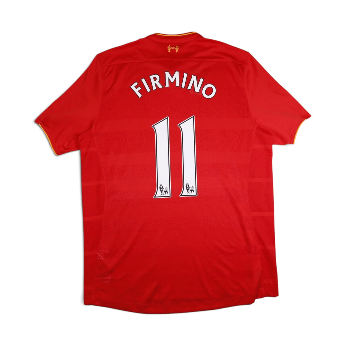 Liverpool 2016/17 home shirt back view showing Firmino number 11 printing