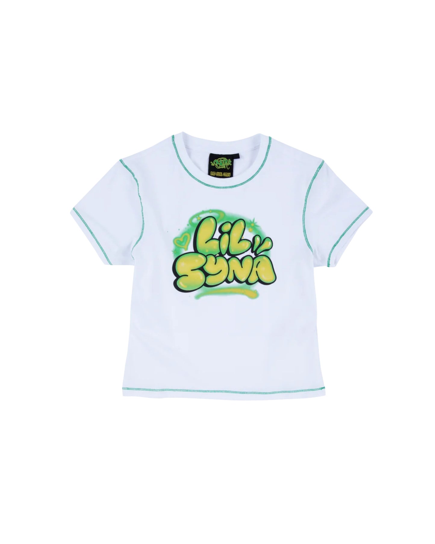Lil Syna Spray Cropped T-Shirt White/Green