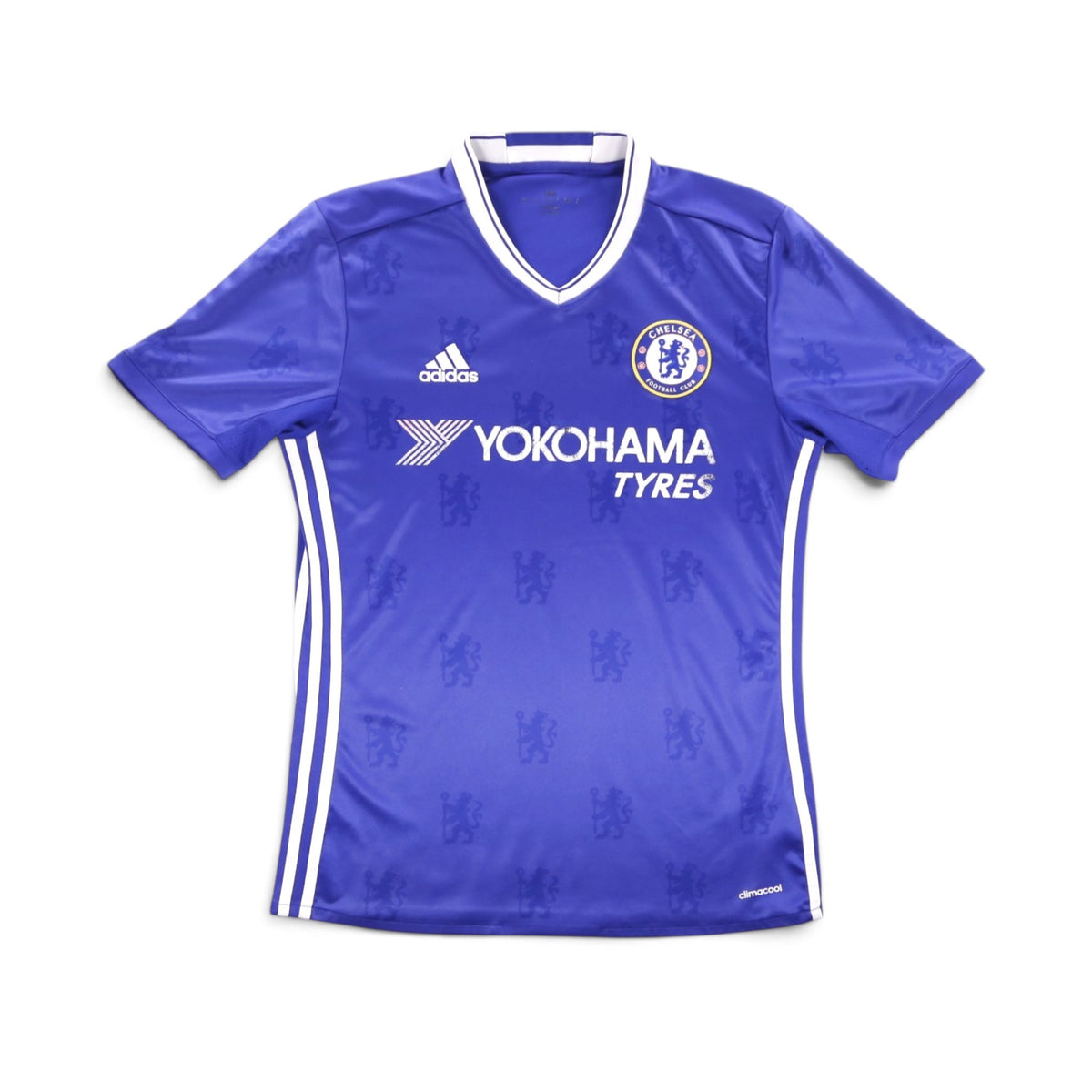 Front of the 2016/17 Chelsea home shirt with adidas logo, crest and Yokohama Tyres sponsor